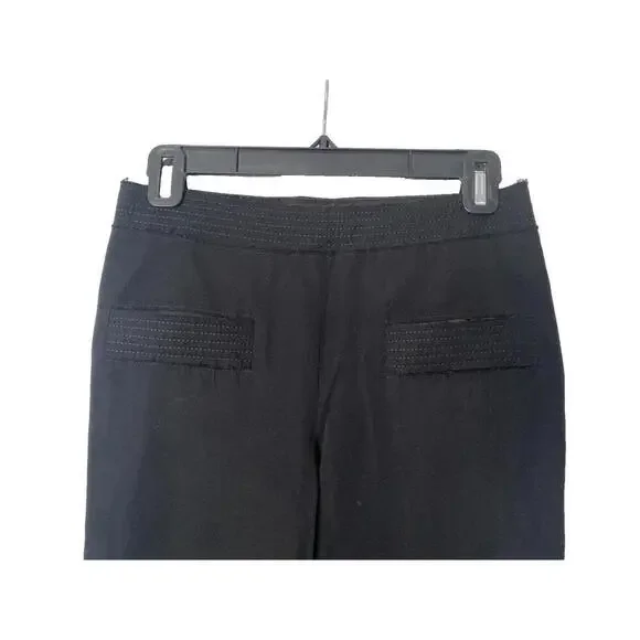 Vintage 07A CHANEL FR-34 Straight Leg Wool Dress Pants Raw Edge Black 2007 CC - Picture 4 of 9